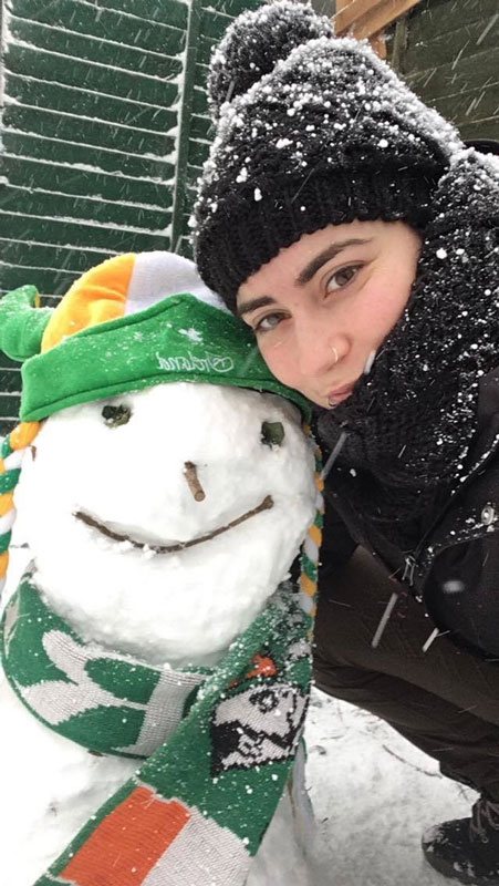 Woman with Irish snowman