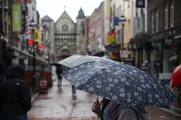 Woman with umbrella on a rainy day