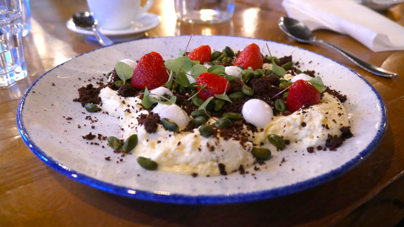 White chocolate mousse desert at Cleaver East Dinning Dublin